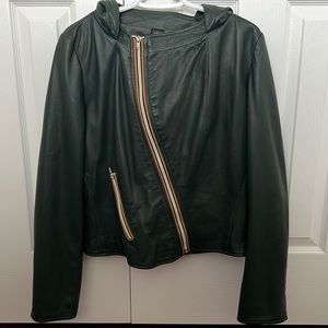 Genuine leather jacket hoodie bought from Florence Italy brand new wo tags SMALL
